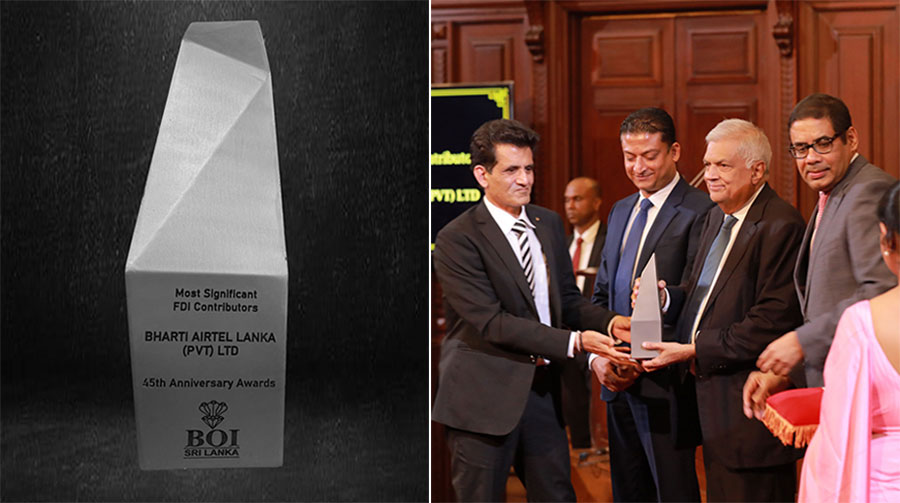 Bharti Airtel Lanka honoured as a Significant Foreign Direct Investment contributor