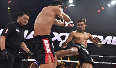 Sri Lankan fighter Kumudu Prasanna triumphant at International Kickboxing Tournament MX Muay Xtreme 2017 ( Video )