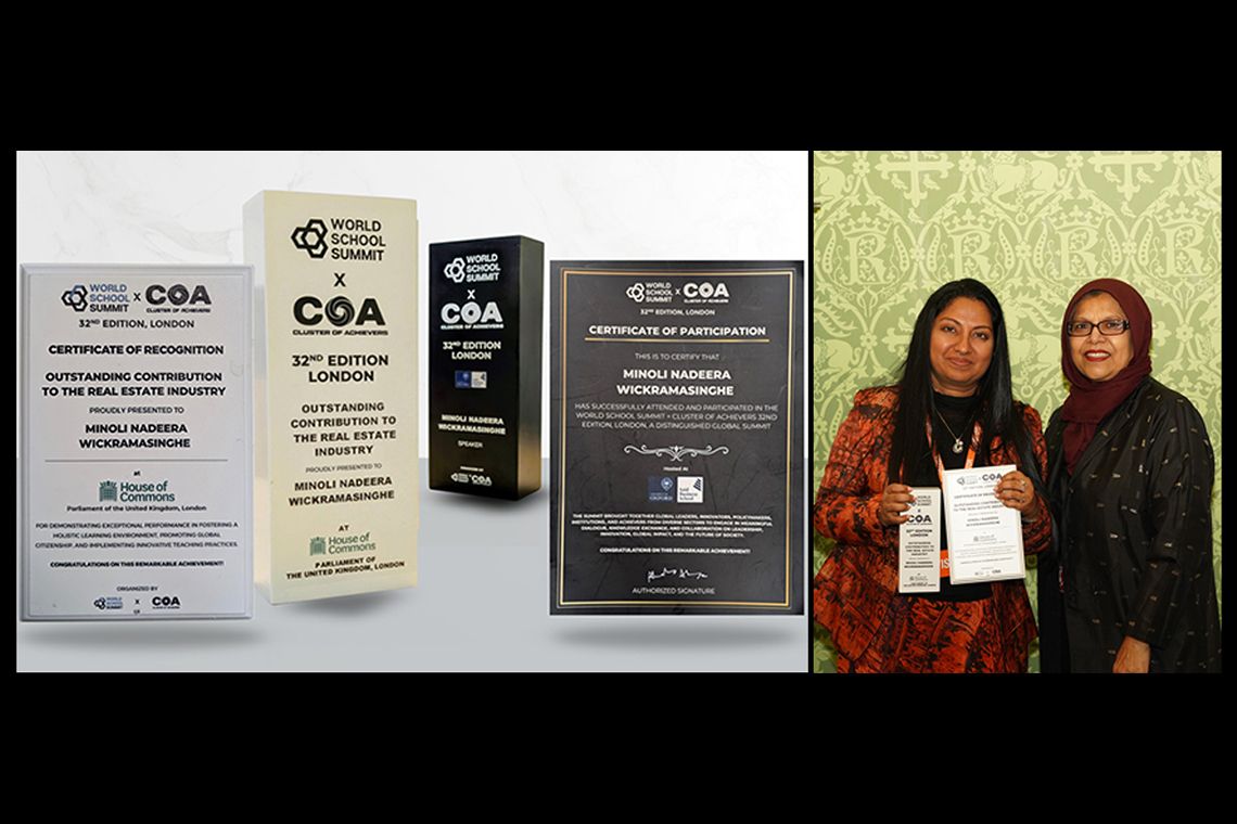 Capital Trust Properties’ Minoli Wickramasinghe recognised at UK Parliament for outstanding contribution to real estate