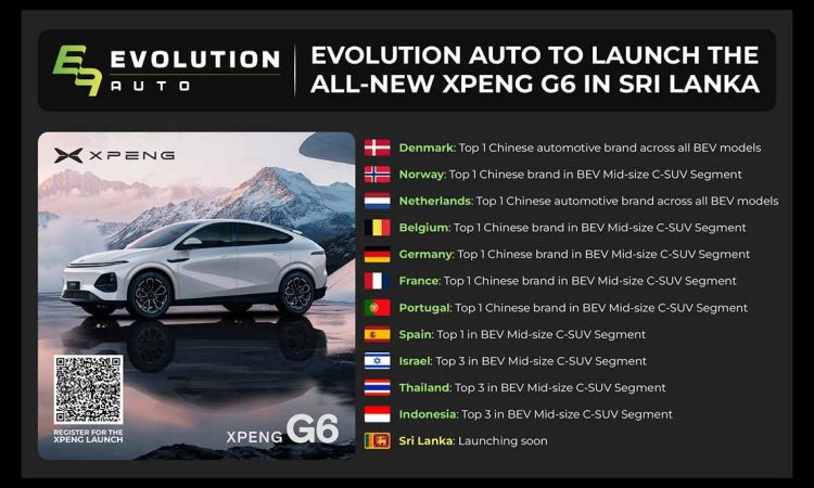 Evolution Auto to Launch the All-New XPENG G6 in Sri Lanka, Introducing a Global Alternative to the Tesla Model Y