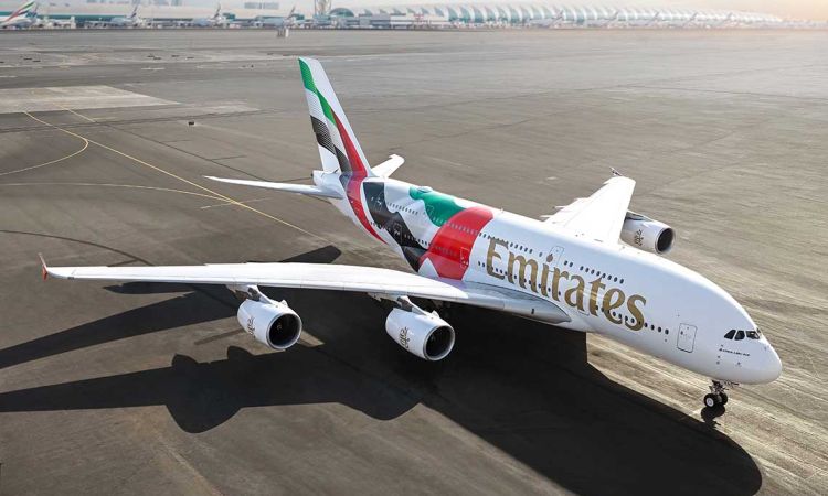 Emirates unveils a striking new UAE flag livery on its A380