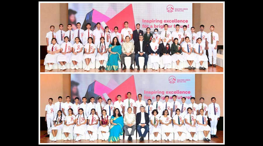 Professor Ravinatha Aryasinha inspires winners of the 28th consecutive AIA Higher Education Scholarships