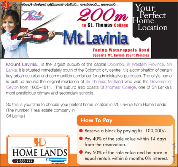 Your Perfect Home Location in Mt.Lavinia from Home Lands