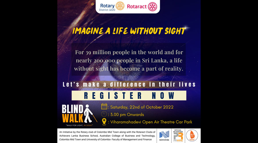 Annual Blind Walk by Rotary Family of Colombo Midtown to be held on 22nd October