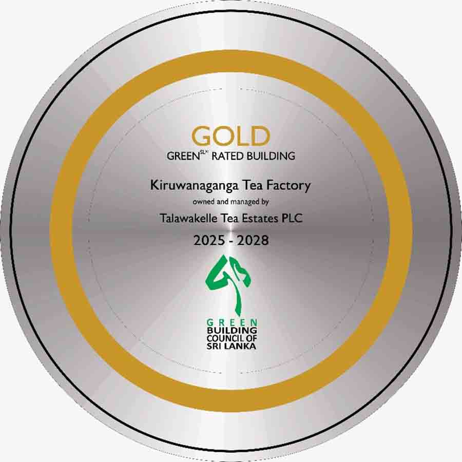 GreenSL Gold Rated Building recognition presented to the Kiruwanaganga Tea Factory
