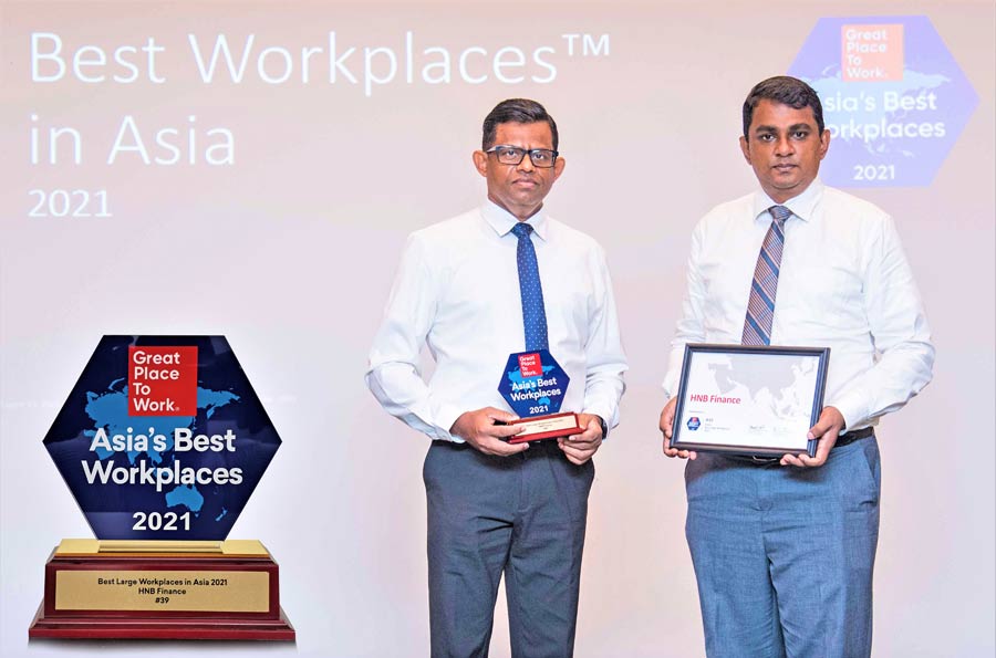 HNB FINANCE recognised by Great Place to Work for 5th consecutive year