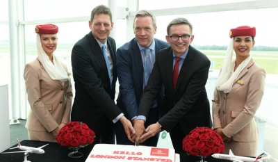 Emirates celebrates inaugural flight to London Stansted